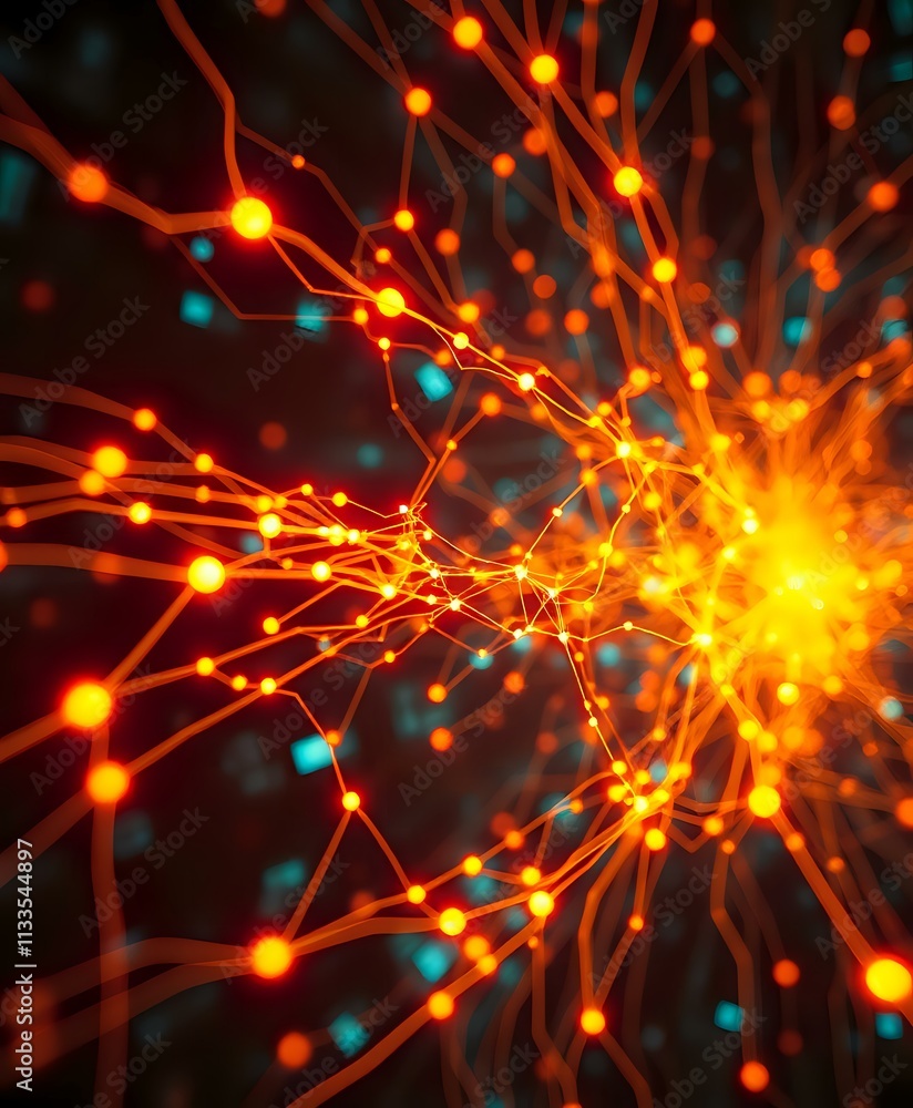 Poster cyberpunk data network visualization