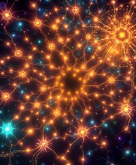 Fototapeta premium Cybernetic Constellation in Space - Glowing Neural Networks