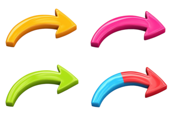 Curved Arrow Symbols Isolated on Transparent Background