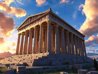 Obraz premium Exploring the majestic parthenon temple athens architectural historical site sunset view ancient greece concepts