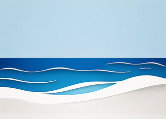 Nature-inspired coastal skyline with ocean and beach elements in a modern minimalist design.