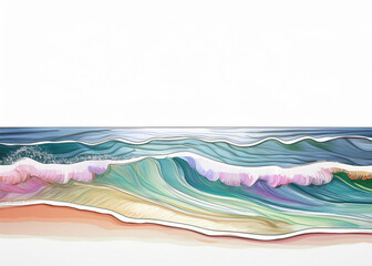 Nature-inspired coastal skyline with ocean and beach elements in a modern minimalist design.