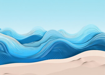 Nature-inspired coastal skyline with ocean and beach elements in a modern minimalist design.