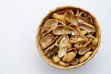 Obraz premium Peanut shells on white background.