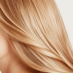Fototapeta premium Golden blonde hair close-up with soft waves, luxurious and feminine aesthetic, photography for social media faceless digital content marketing