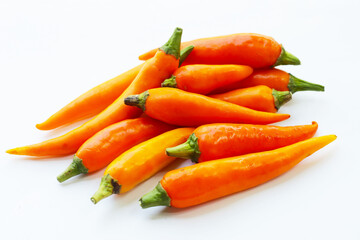 Chili peppers on a white background.