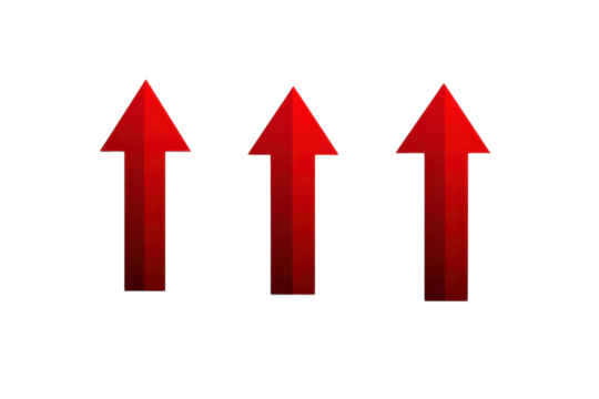 Stylized Red Arrow Icons Isolated on Transparent Background