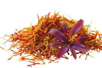 Fresh Saffron Thread Isolated on Transparent Background