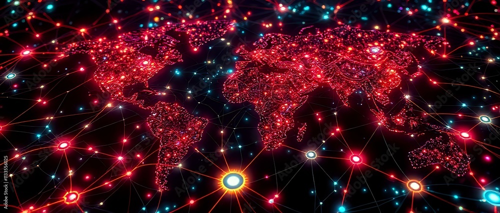 Poster global quantum internet traffic map