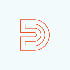 Flat D letter logo design with D initial