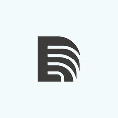 Flat D letter logo design with D initial
