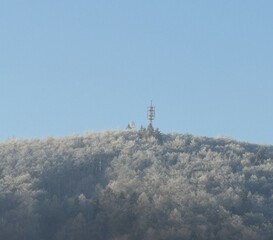 sunlight on mountain after snow