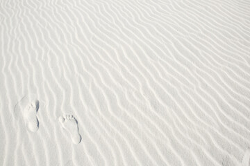 Footprints in White Sandy Beach