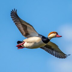 Flying duck, red crested Pochard