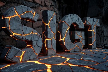 Large stone like letters spell 'SIGT' with glowing orange cracks, set against a rugged rocky background, suggesting a theme of heat or volcanic activity.