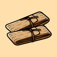 two tamales isolated colored drawing line art style sketch classic vintage design illustration