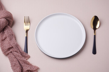 white plate mockup with cream color background