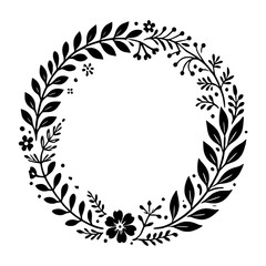 Floral Wreath Silhouette: A delicate yet powerful silhouette of a floral wreath, adorned with intricate leaves and blossoms. Perfect for adding a touch of elegance and nature to your designs.