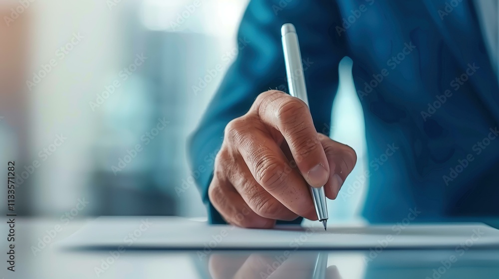 Poster a businessman engages with a virtual checklist survey, enhancing productivity through digital tools 