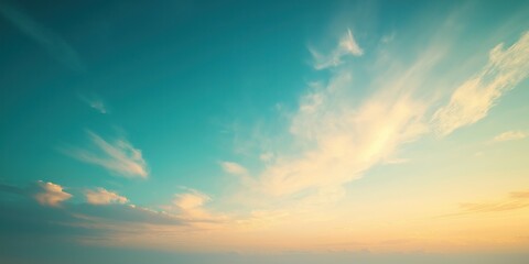 Obraz premium Soft sky gradient light blue, beige colors. Minimalist sunset. Calm, serene atmosphere. Ideal background for branding projects minimalist design. Perfect for website headers, social media posts,