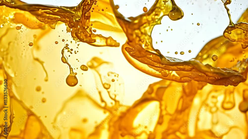 Poster vibrant splashes of orange liquid dance in slow motion, creating mesmerizing patterns and textures i