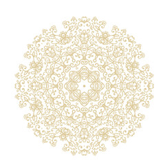 Golden coloring decorative rosette - mandala on white  background	