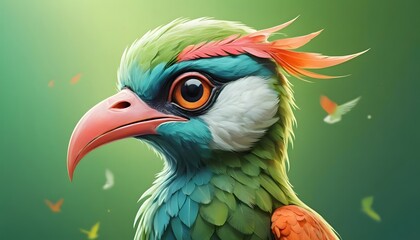 Vibrant Tropical Bird Portrait Digital Art Stunning Feathers Colorful Creature