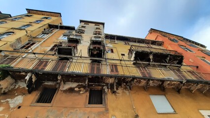 Verona, Italy, 10.05.2024, old traditional colorful houses