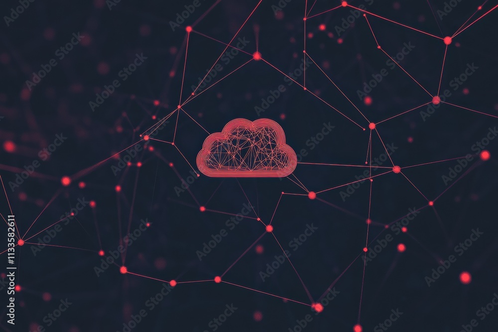 Leinwandbilder simple cloud icon positioned centrally amidst a network of interconnected nodes, symbolizing cloud t