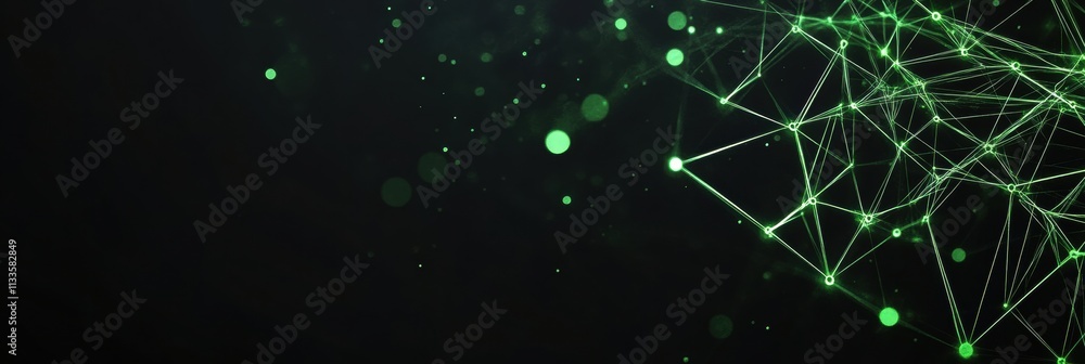 Aufkleber A glowing network grid with a green monitor icon, showcasing themes of digital support and connectivity. Generative AI