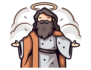 Naklejka premium Cartoon of a man with a beard and a halo