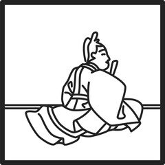 線画正方形シンプル百人一首　入道前太政大臣