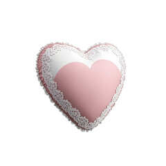 Pink Heart-Shaped Pillow with White Lace Trim