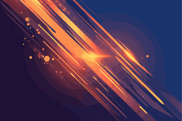 Blue background with orange lines and splatters