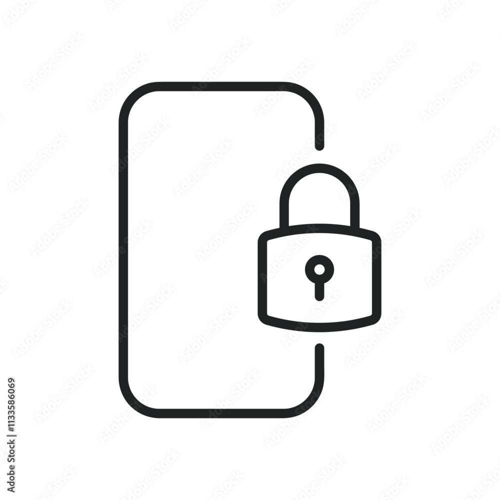 Poster smartphone security thin line icons. editable stroke and perfect pixel on transparent background