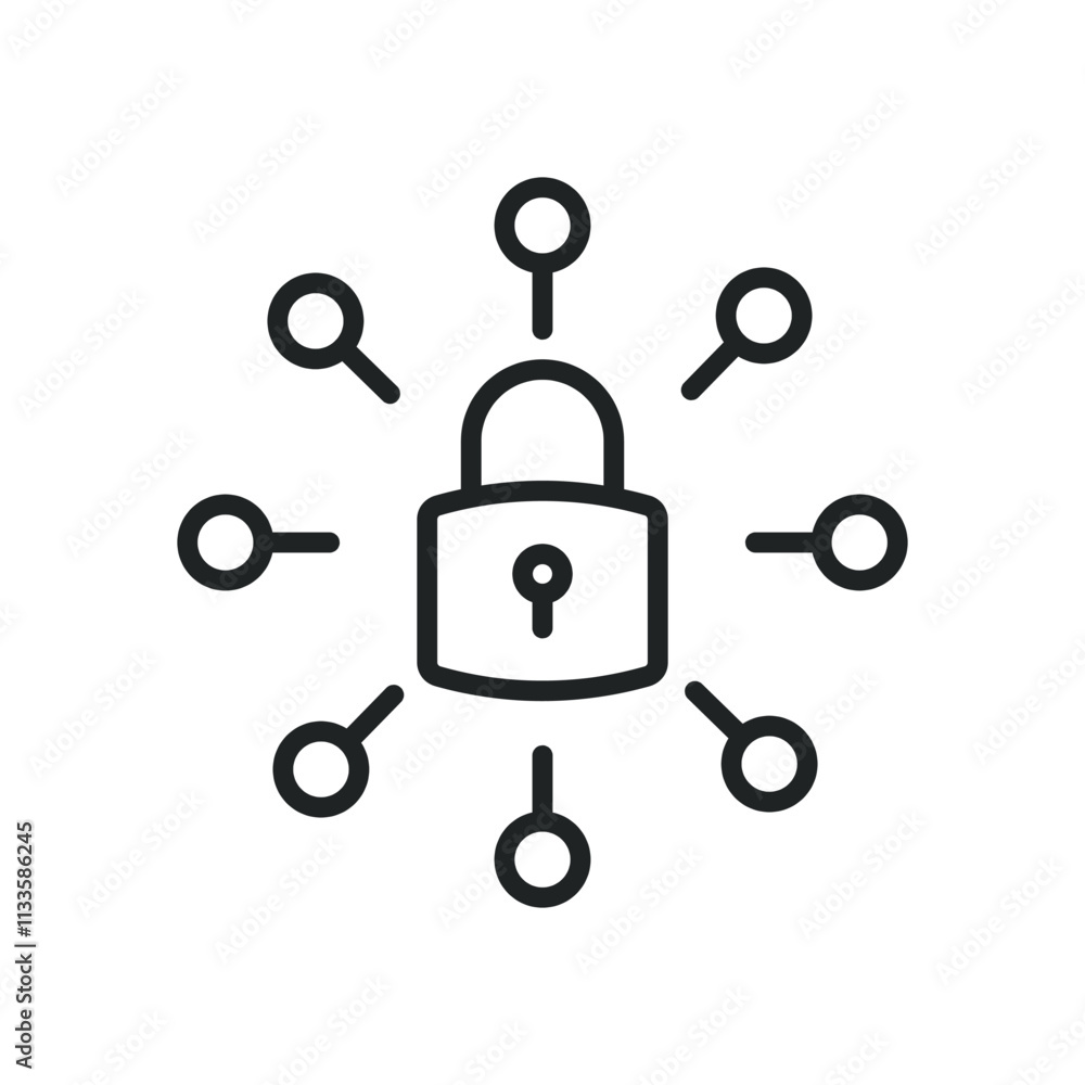 Poster security access thin line icons. editable stroke and perfect pixel on transparent background