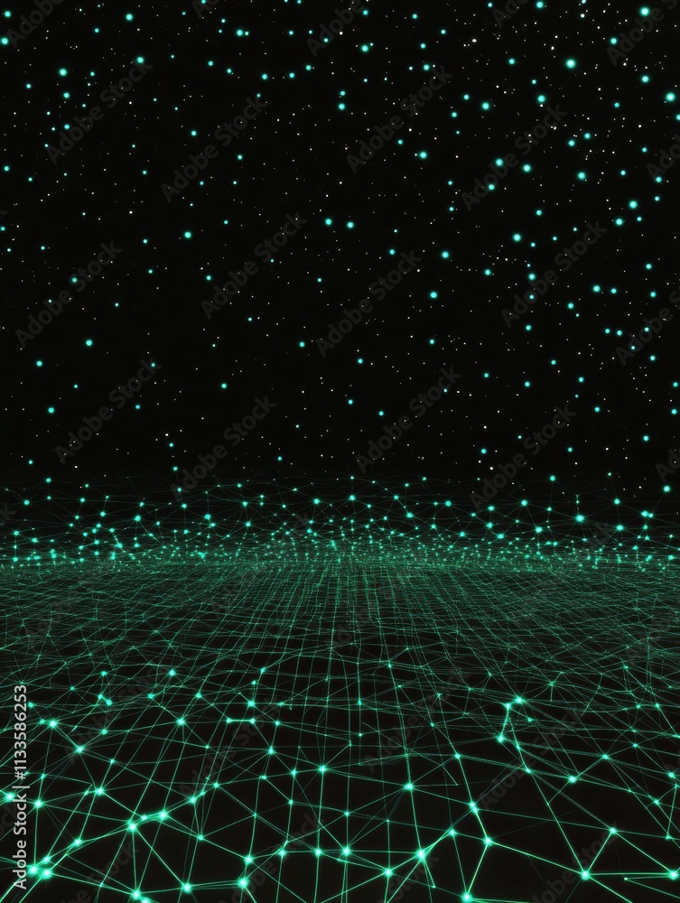 Leinwandbilder a vibrant network grid glows in green, accompanied by a monitor icon that highlights the theme of di