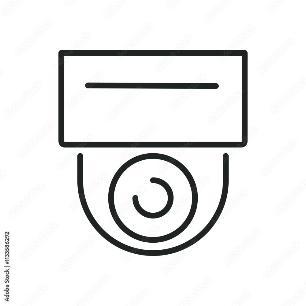 Poster security camera thin line icons. editable stroke and perfect pixel on transparent background