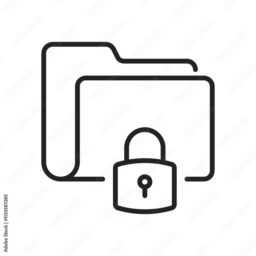 Poster folder security thin line icons. editable stroke and perfect pixel on transparent background