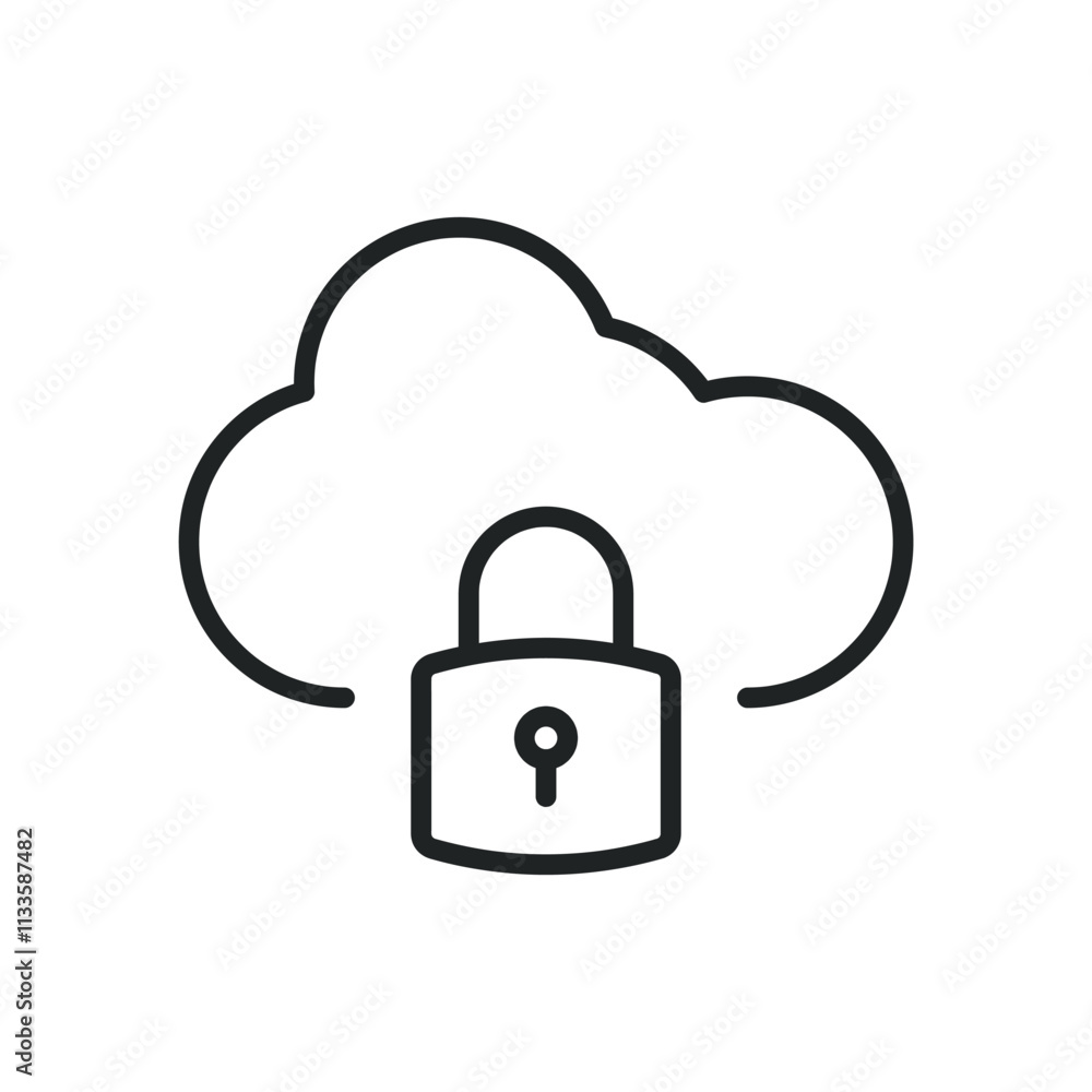 Poster cloud security thin line icons. editable stroke and perfect pixel on transparent background
