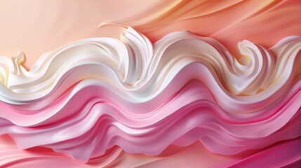 Fototapeta premium Elegant swirling and flowing abstract wave patterns in soft pastel pink and white tones creating a dynamic feminine and visually captivating backdrop or design element