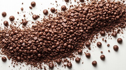 Naklejka premium Rich Chocolate Chips and Crushed Cocoa for Baking Delights