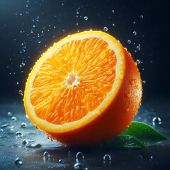 Orange fruit slice isolated on white background. Top view. Flat lay.
