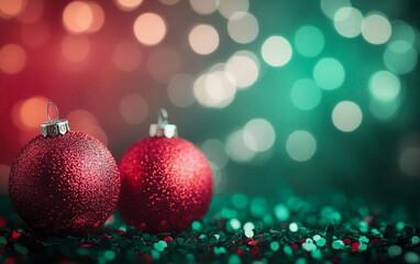 A festive red and green gradient with subtle bokeh light effects, perfect for a holiday theme. Ideal for seasonal designs and festive content.

