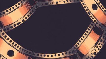Naklejka premium Vintage Film Strips on a Dark Background with an Artistic Flair for Creative Projects, Film History, and Cinematic Themes in Photography and Design