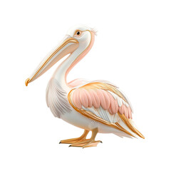 Obraz premium Elegant White and Gold Pelican Bird Illustration