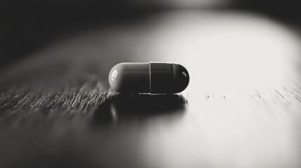 Medication Pill and Bottle on Table