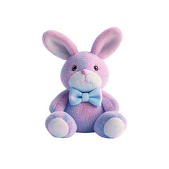 Obraz premium Adorable Pastel Bunny Rabbit Plush Toy with Bow Tie - Easter Gift