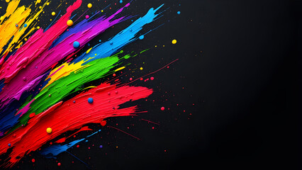 Vibrant Paint Strokes on Black Background