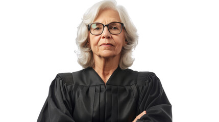 Fototapeta premium American senior female judge on white background 